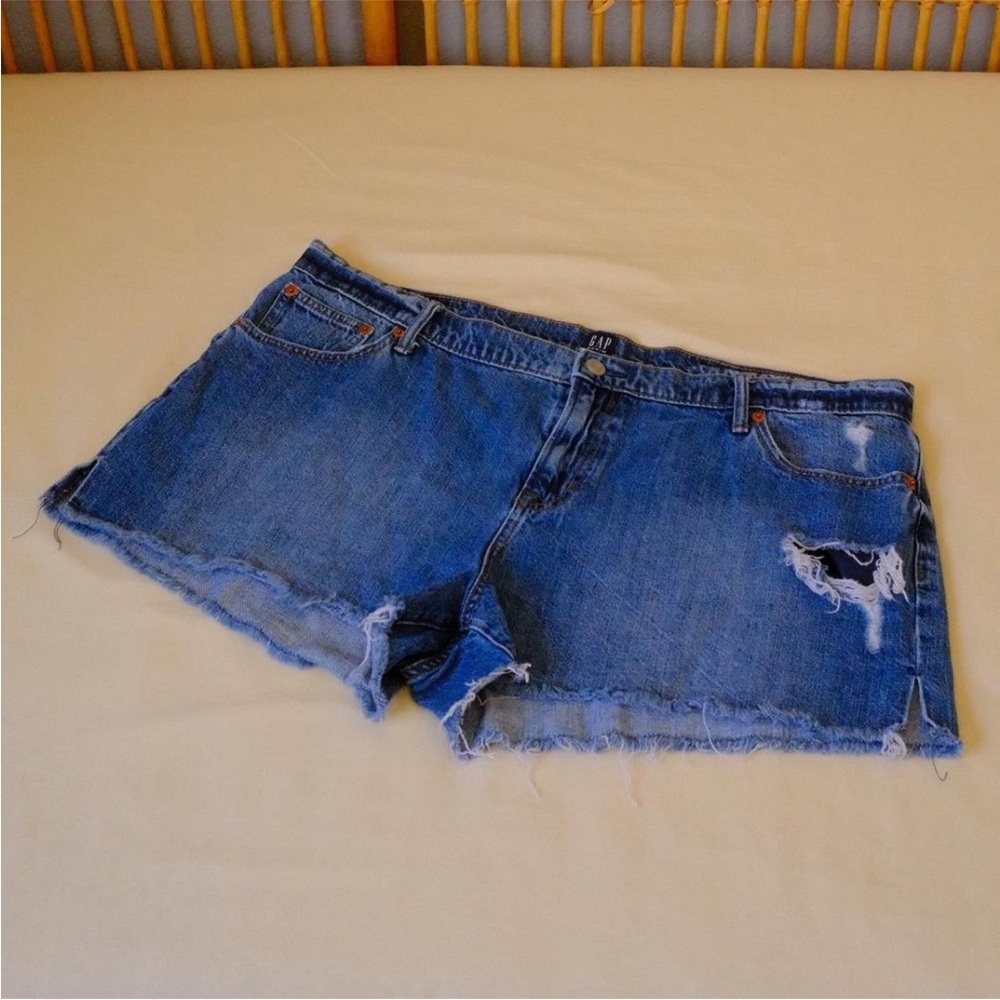 GAP Blue Distressed Jean Shorts